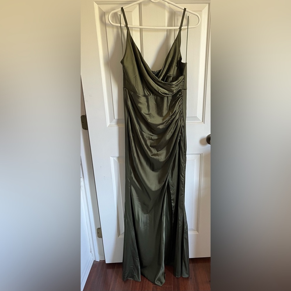 Baltic Born Olive Green Satin Slip Wedding Dress